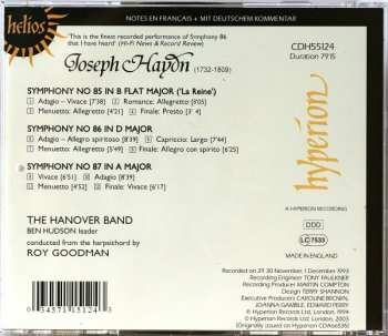 CD Joseph Haydn: Symphony No 85 In B Flat (La Reine) / Symphony No 86 In D / Symphony No 87 In A