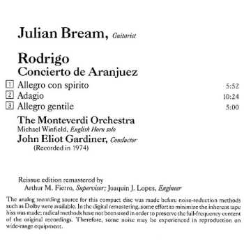 CD Julian Bream: Concierto De Aranjuez / Guitar Concerto / 5 Preludes
