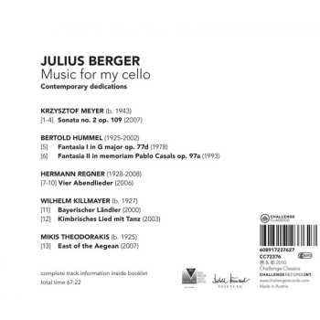 CD Julius Berger: Music For My Cello - Contemporary Dedications