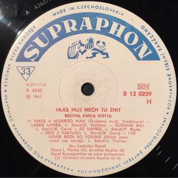 LP Karel Gott: Hlas Můj Nech Tu Znít (Recitál Karla Gotta)