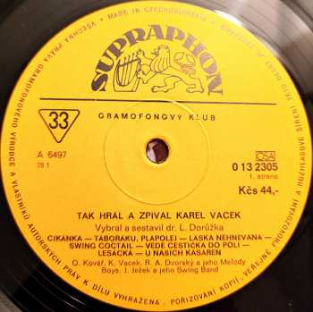 Album Karel Vacek: Tak Hrál A Zpíval Karel Vacek