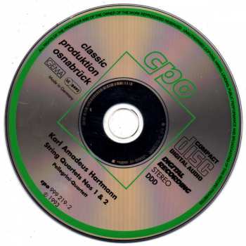 CD Karl Amadeus Hartmann: String Quartets 1 & 2