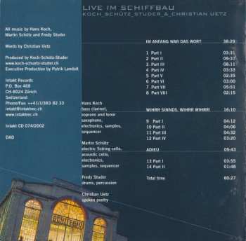 CD Koch-Schütz-Studer: Live Im Schiffbau