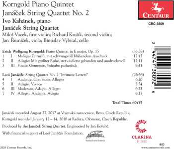 CD Erich Wolfgang Korngold: Piano Quartet; String Quartet No. 2