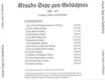 CD Kraudn Sepp: Kraudn Sepp Zum Gedächtnis. 1896-1977. Lustige Lieder Und Stückeln