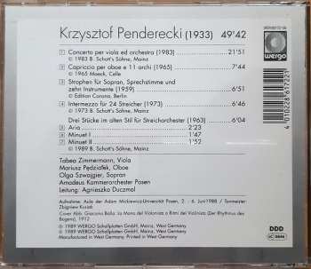 CD Krzysztof Penderecki: Concerto Per Viola Ed Orchestra · Capriccio · Strophen · Intermezzo · Drei Stücke Im Alten Stil