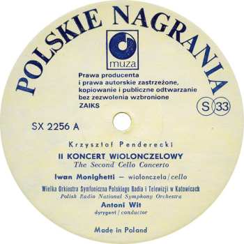 LP Krzysztof Penderecki: II Koncert Wiolonczelowy = The Second Cello Concerto