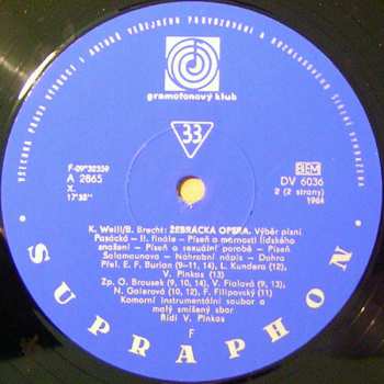 LP Kurt Weill: Žebrácká Opera (Výběr Písní Z Hudební Hry O 3 Dějstvích)