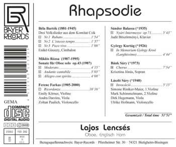 CD Lajos Lencsés: Rhapsodie 