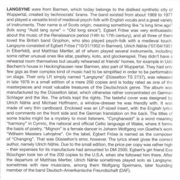 CD Langsyne: Langsyne