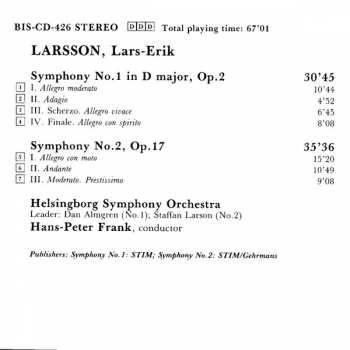 CD Helsingborgs Symfoniorkester: Symphony No. 1 In D Major, Op. 2, Symphony No. 2, Op. 17