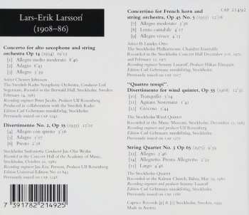CD Lars-Erik Larsson: Saxophone Concerto / Divertimento No. 2 For Chamber Orchestra / Concertina For French Horn And String Orchestra / Quattro Tempi / String Quartet No. 3