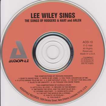 CD Lee Wiley: Lee Wiley Sings The Songs Of Rodgers & Hart And Arlen