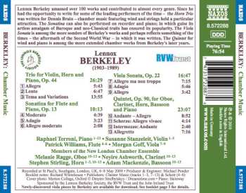 CD Lennox Berkeley: Chamber Music - Horn Trio / Flute Sonatina / Viola Sonata / Piano Quintet