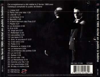 CD Léo Ferré: 1969 Récital En Public À Bobino