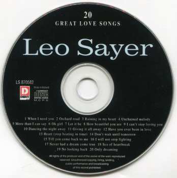 CD Leo Sayer: 20 Great Love Songs