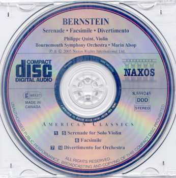 CD Leonard Bernstein: Serenade, Facsimile, Divertimento