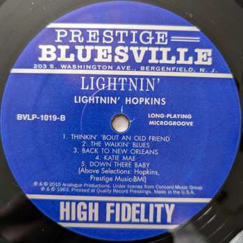 LP Lightnin' Hopkins: Lightnin' (The Blues Of Lightnin' Hopkins)
