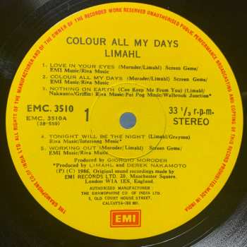 LP Limahl: Colour All My Days