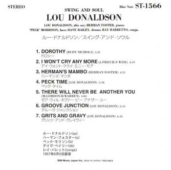 CD Lou Donaldson Quintet: Swing And Soul LTD