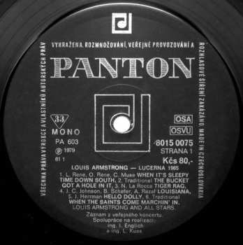 LP Louis Armstrong: Lucerna~1965  Lucerna Hall~Prague 1965  Live