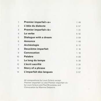 CD Louis Sclavis: L'Imparfait Des Langues