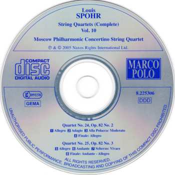 CD Louis Spohr: String Quartets (Complete) Vol. 10