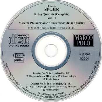 CD Louis Spohr: String Quartets (Complete) Vol. 11