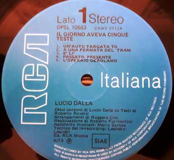 LP Lucio Dalla: Il Giorno Aveva Cinque Teste
