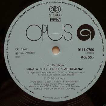 LP Ludwig van Beethoven: Sonate Nr. 15 D-dur Op. 28 / Sonate Nr. 18 Es-dur, Nr. 3, Op. 31 (79/2)