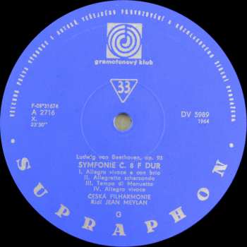 LP Ludwig van Beethoven: Symfonie Č. 1 C-Dur / Symfonie Č. 8 F-Dur