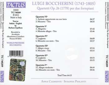 CD Luigi Boccherini: Quartetti Op. 26 (1778) Per Due Fortepiani