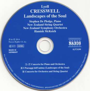CD Stephen De Pledge: Landscapes Of The Soul, Piano Concerto, Concerto For Orchestra And String Quartet