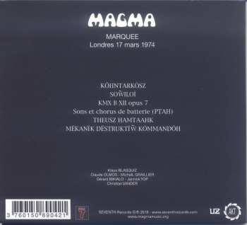 2CD Magma: Marquee Londres 17 Mars 1974