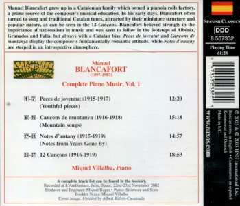 CD Manuel Blancafort: Piano Music (Youthful Pieces • Mountain Songs • Notes From Years Gone By)