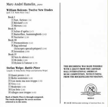 CD Marc-André Hamelin: Works By William Bolcom, Stefan Wolpe