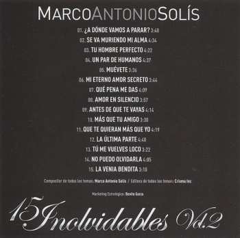 CD Marco Antonio Solís: 15 Inolvidables Vol. 2
