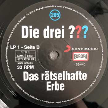 2LP Marco Sonnleitner: Die Drei ??? 205 - Das Rätselhafte Erbe LTD