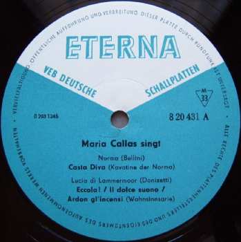 LP Maria Callas: Maria Callas Singt