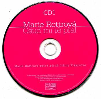 2CD Marie Rottrová: Osud Mi Tě Přál, Marie Rottrová Zpívá Písně Jiřiny Fikejzové