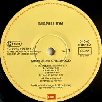 LP Marillion: Misplaced Childhood