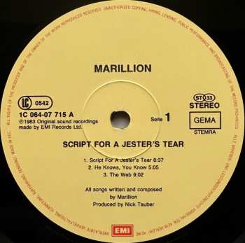 LP Marillion: Script For A Jester's Tear
