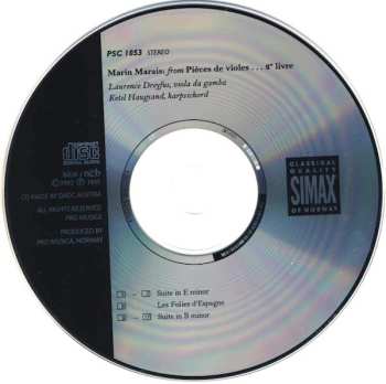 CD Marin Marais: Les Folies D'Espagne & Tombeau For Lully And For Ste. Colombe And Other Works From Pièces De Violes (1701)