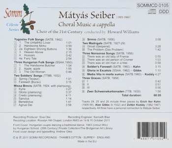 CD Mátyás Seiber: A Cappella