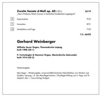 2SACD Max Reger: Organ Works Vol. 1: Phantasie Und Fuge Op. 46 • Suite Op. 16 • Sonatas Op. 33 & Op. 60 • Zwölf Stücke Op. 80