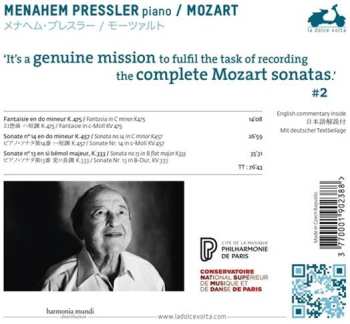 CD Wolfgang Amadeus Mozart: Fantasia K475 & Piano Sonatas K457, 333