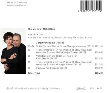 CD Menuhin Duo: The Voice Of Rebellion: Piano Duo Works By Jeremy Menuhin
