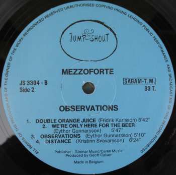 LP Mezzoforte: Observations