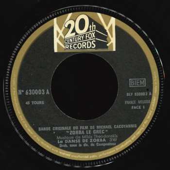 SP Mikis Theodorakis: Bande Originale Du Film Zorba Le Grec