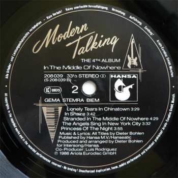 LP Modern Talking: In The Middle Of Nowhere - The 4th Album